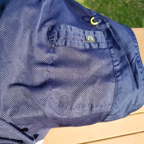 Windbreaker Lightweight Jacket Navy Yellow Stripes Twee Mens Sz M - Picture 5 of 9